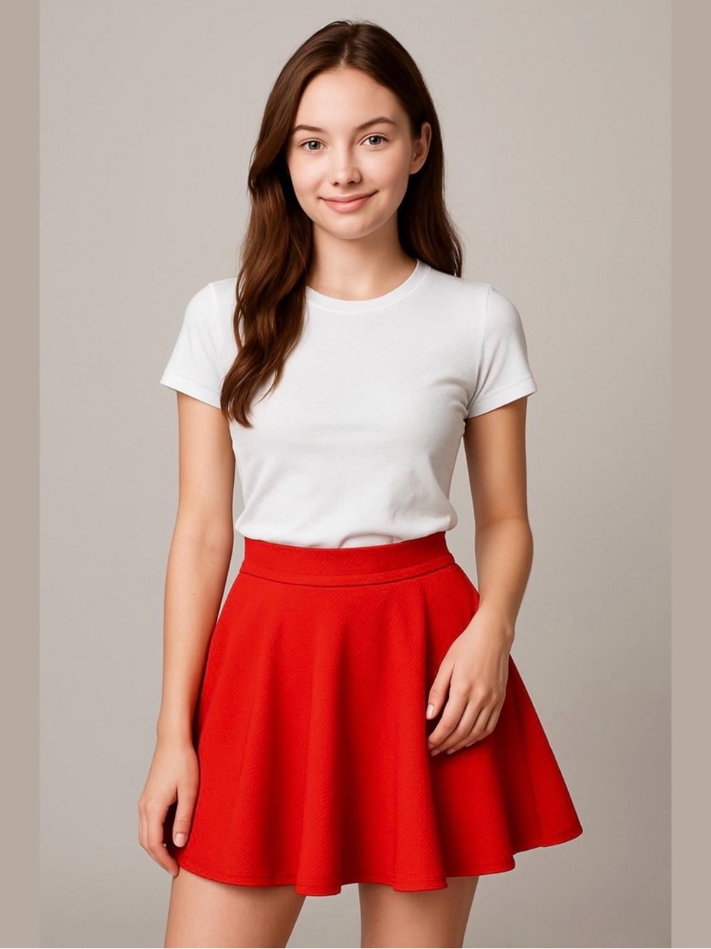 Women's Red Flared Mini Skirt